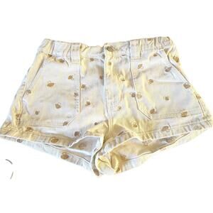 PacSun Mushroom Embroidered Elastic Waist Shorts Bone color Cream